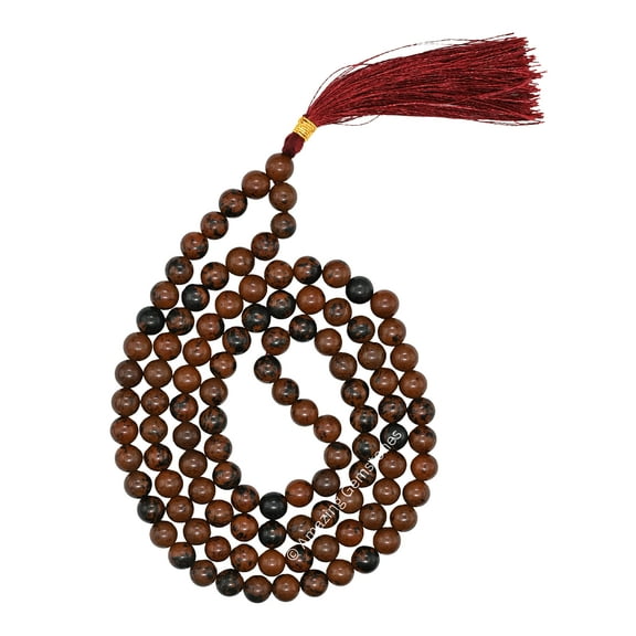 Mahogany Obsidian Mala Beads 108 Buddhist Prayer Beads Japamala Hand Knotted