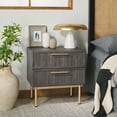 thumbnail image 2 of SAFAVIEH Axelle Modern 2 Drawer Nightstand,Distressed Black/Gold, 2 of 14