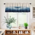 thumbnail image 5 of 3 Piece Kitchen Curtains and Valances Set Blue Beige Ombre Cafe Curtains 24 Inch Length Minimalist Ocean Waves Linen Valance & Tier Curtain for Living Room Bedroom Small Window 54"x18"+27"x24"*2, 5 of 6