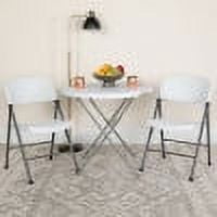 Emma Oliver 2 Pack Granite White Plastic Folding Chair with Charcoal Frame