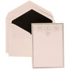 JAM Paper Wedding Invitation Set, Large, 5 1/2 x 7 3/4, White Card with Jewels & Black Lined Envelope and Silver Heart Jewel Set, 50/pack