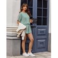 thumbnail image 3 of Wrongduck Women's Elegant Ribbed Romper 2026 Short Sleeve Loose Fit Jumpsuit with Keyhole Back and Pockets Vacation Beach One Piece Outfit, 3 of 13