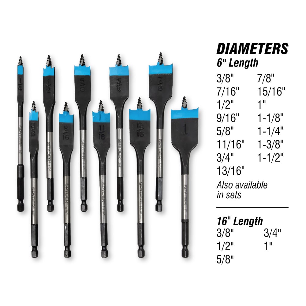 Spyder 10-Piece x 6-in Woodboring Spade Drill Bit Set