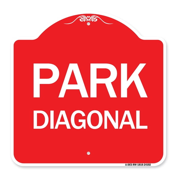 SignMission A-DES-RW-1818-24192 18 x 18 in. Designer Series Sign - Diagonal Parking 1, Red & White