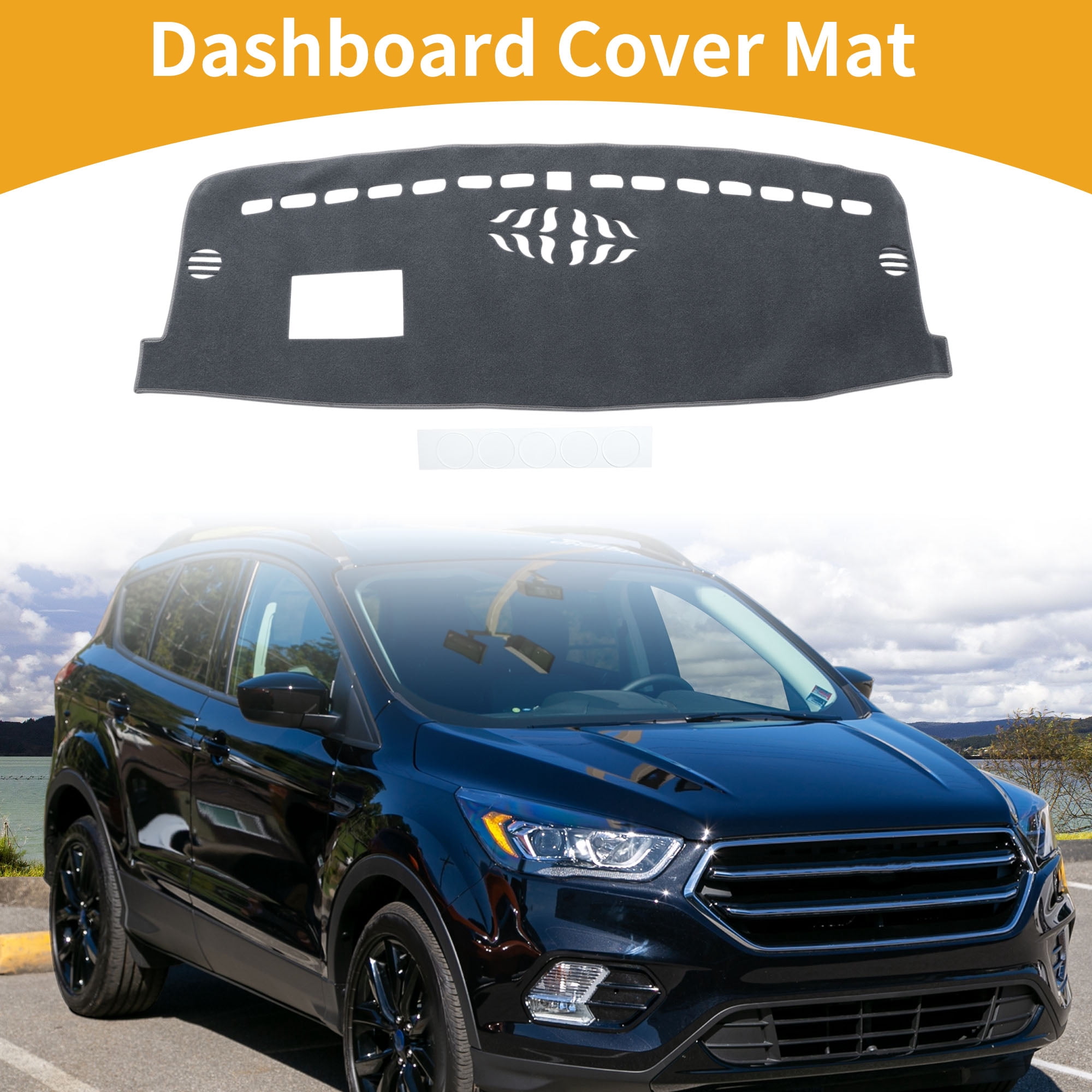 Unique Bargains Dashboard Cover Anti-Slip Dash Cover Mat Carpet for Ford ESCAPE 2020-2025 Hud Polyester Gray