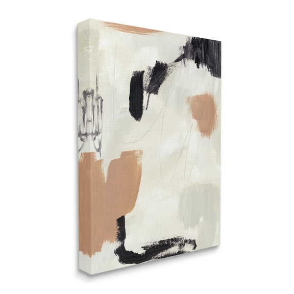 Stupell Industries Expressive Abstract Composition Neutral Beige Black Canvas Wall Art, 24 x 30, Design by Victoria Barnes