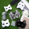 thumbnail image 3 of Kit de máscaras Therian, diseño de gato en blanco, con fieltro y pelo, 60 unidades, de Seenelling, 3 of 6