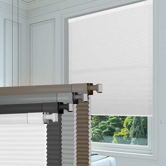 BERISSA Cordless No Drill Cellular Shades Light Filtering Thermal Insulated Easy Install No Tools Pull Down Honeycomb Blinds for indoor windows Bedroom Kitchen,34"W X 36"H,White