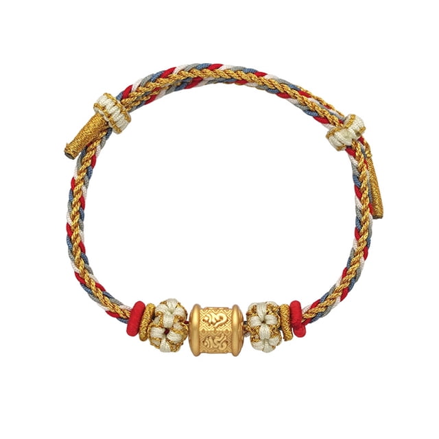 Pulsera S999 de plata estilo chino para mujer, tejida a mano