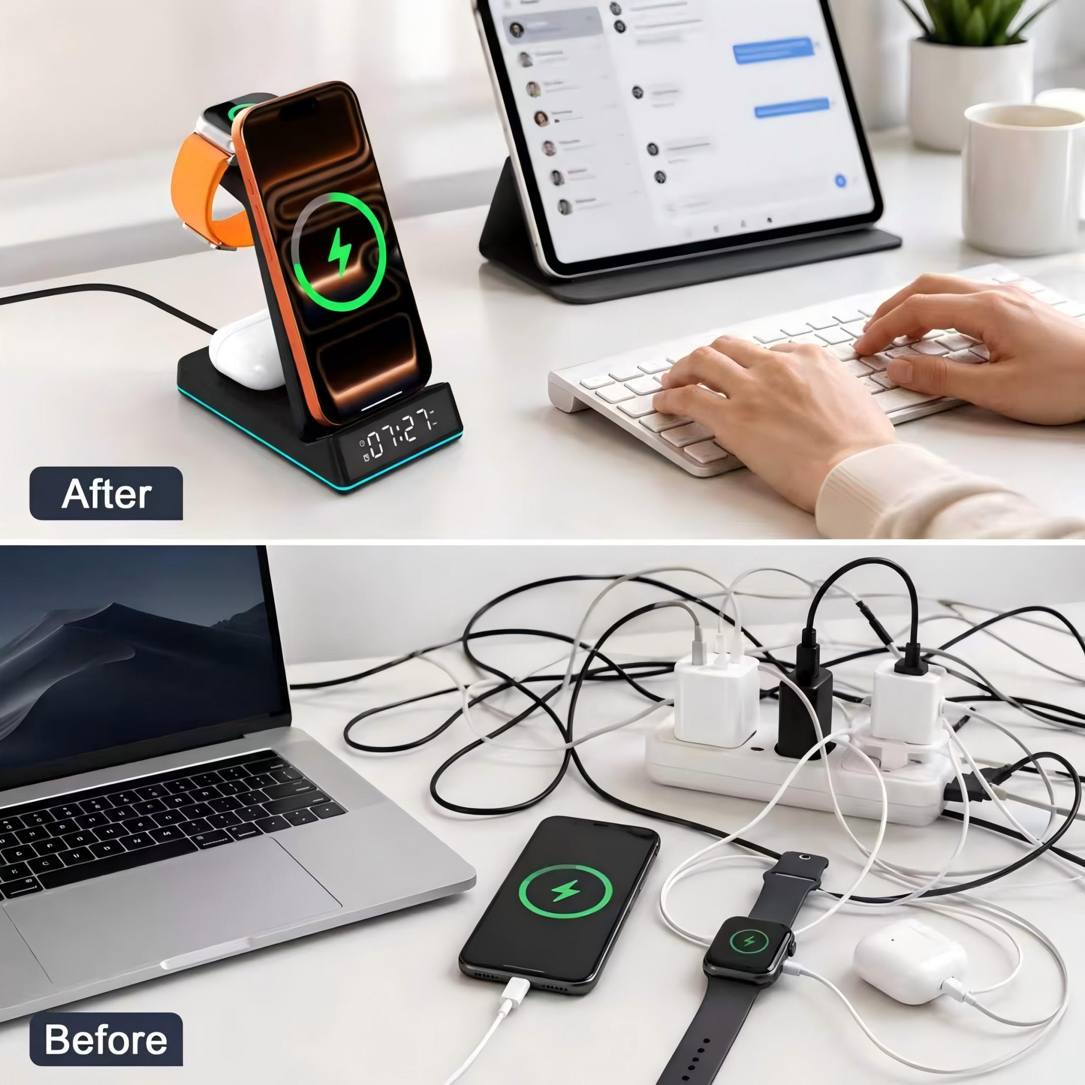 Visentor 7-in-1 Foldable Wireless Charging Station, Black photo 5