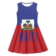 thumbnail image 3 of Bobifish Little Girls Dress Round Neck Sleeveless Skater Dress Waist A-Line Haiti Pattern Printed Sundress, 3 of 5