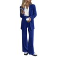 thumbnail image 4 of Fgnfyis Women's Solid Color Two Piece Coat Pants Suit Pants Sets Blue L, 4 of 6