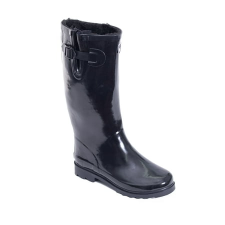 Women Rubber Rain Boots /w Faux Fur Lining (Best Deals On Womens Boots)
