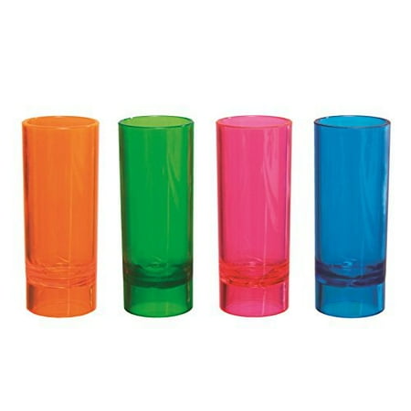 Party Essentials Hard Plastic 2-Ounce Shooter Glasses, Assorted Neon, 10 Count