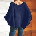 thumbnail image 6 of XPMWRP Women's Fashion Solid Color Long Sleeved Sweaters Knitted Elegant Loose Sweater Round Neck Casual Tops Fall Outfits Blue XXXXXL, 6 of 8