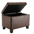 thumbnail image 2 of Wovenbyrd 24" Tufted Storage Ottoman, Hinged Lid, Faux Leather - Dark Brown, 2 of 5