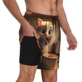 thumbnail image 3 of Picia Cartoon Cooking Cat pattern Mens Swim Trunks with Compression Liner Stretch Beach Shorts Quick Dry with Zipper Pockets No-Chafing Board Shorts-Small, 3 of 9