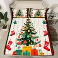 thumbnail image 2 of Manfei Chic Christmas Tree Full Size Sheets,Red Xmas Stocking Bed Sheets,Old Barn Door Sheet Sets For Teens,Breathable Home Decor,4-Piece, 2 of 7