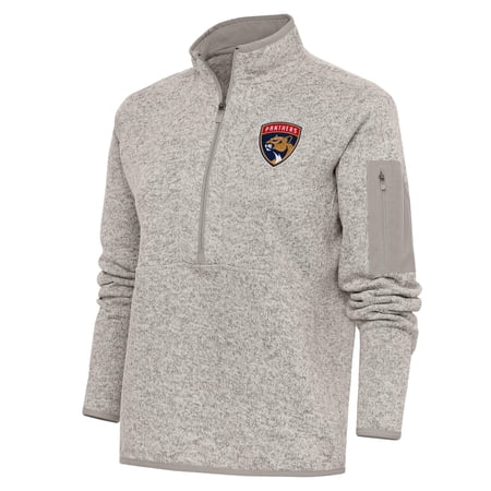 Women s Antigua Oatmeal Florida Panthers Team Logo Fortune Quarter-Zip Jacket