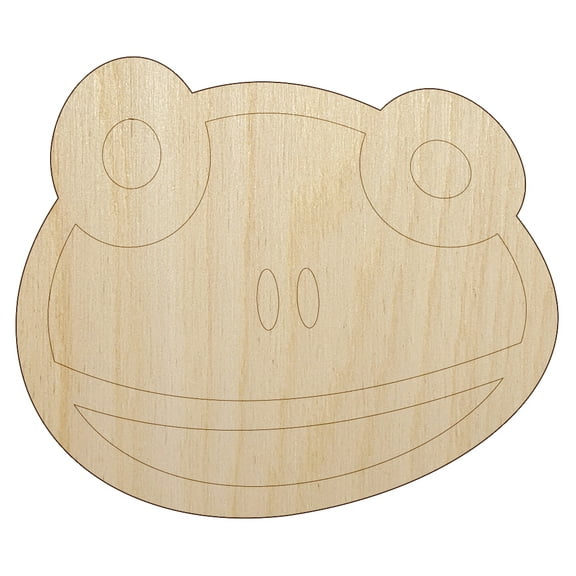 Cute Frog Face Wood Shape Unfinished Piece Cutout Craft DIY Projects - 6.25 Inch Size - 1/4 Inch Thick