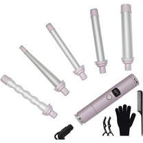 5 in 1 Curling Iron Wand Set Hair Curler Iron Ceramic Barrels Instant Heat Up LCD Temperature Adjustment Hair Styler