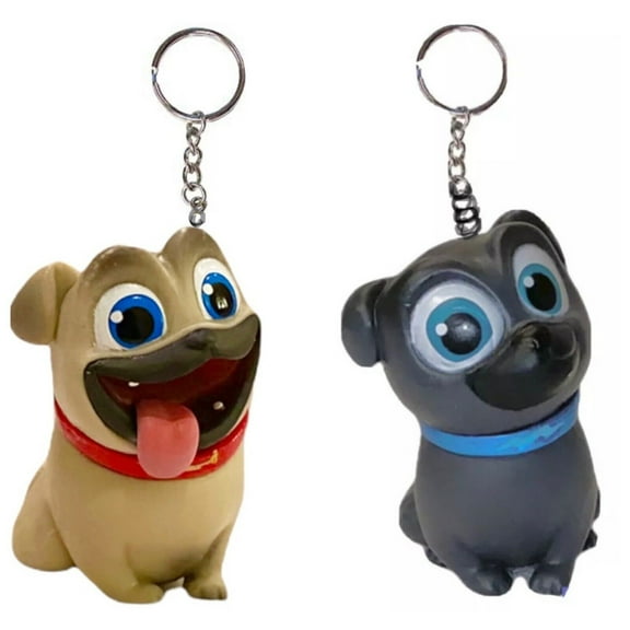 Puppy Pals Rolly & Bingo Key Ring Keychain PVC Figure Figurine Charm Ornament