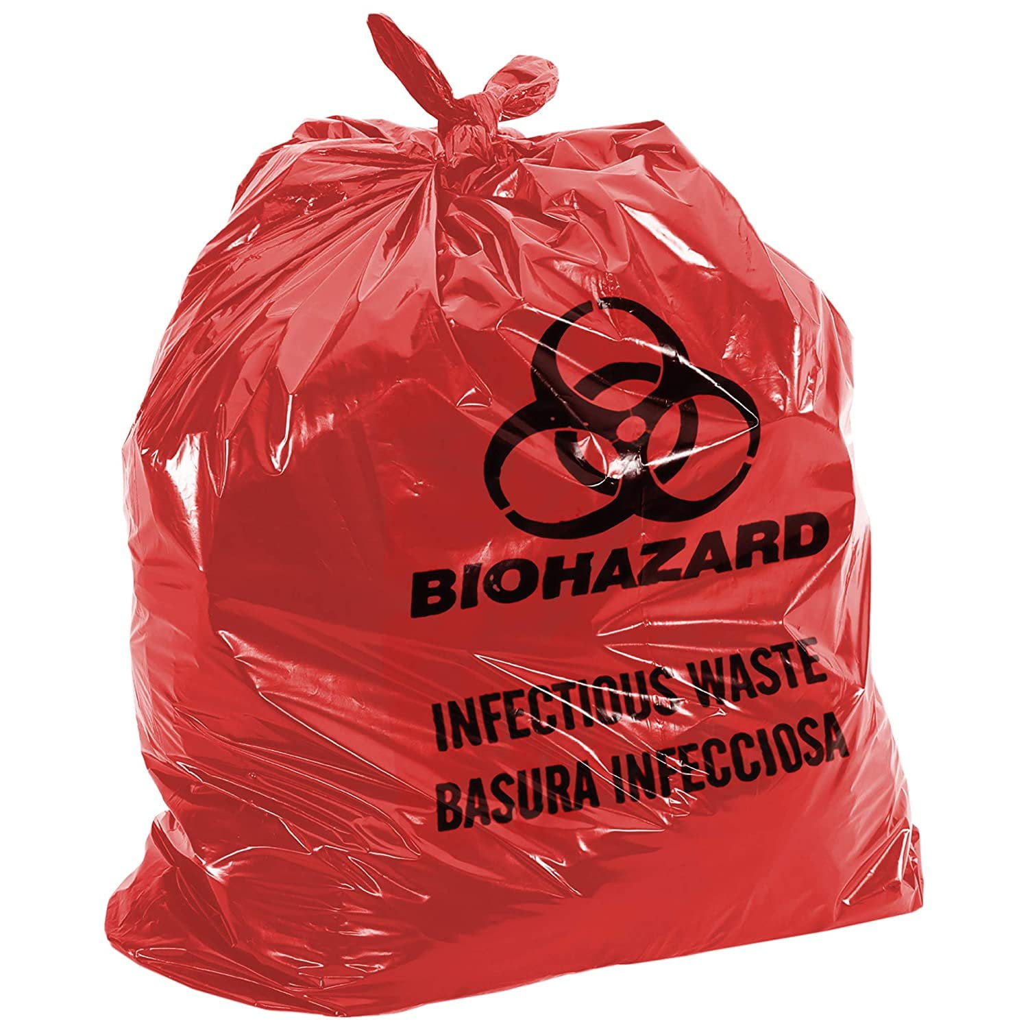 AMZ Supply Red Open Ended Biohazard Liners 30 x 36 Disposable Trash