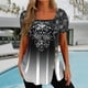 thumbnail image 1 of ICHUANYI Clearance Fashion Woman Causal Printing Blouse Short Sleeve T-Shirt Summer Button Tops(Bronze, L) ICHUANYI WER2023080702738, 1 of 8