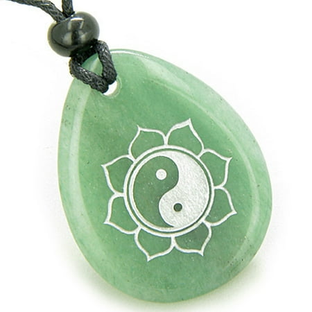 Green Rutilated Quartz Necklace - Magic Ying Yang and Lotus Sun Circle Amulet Green Quartz Pendant Necklace