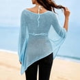 thumbnail image 6 of YSUEJPF Womens Sheer Poncho Mesh Beach Coverup One Shoulder Irregular Knit Swimsuit Cover Up Batwing Sleeve Breathable Beachwear, 6 of 6