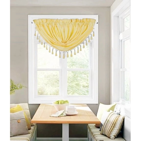 (RS8) 1-Piece Beaded Blackout Waterfall Valance Ideal for Restaurants, Brunch Spots & Home Décor (48"x38")