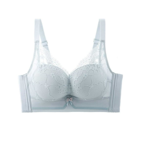 RYRJJ Full-Coverage Bras for Women No Underwire Soft Push Up Bralettes for Women with Support Adjustable Straps Everyday Bras(Blue,L)
