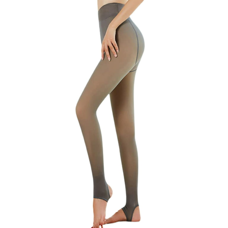 xkwyshop Fleece Lined Tights Women Leggings Thermal Pantyhose Fake  Translucent Tights Opaque High Waisted Winter Warm Sheer Tight 