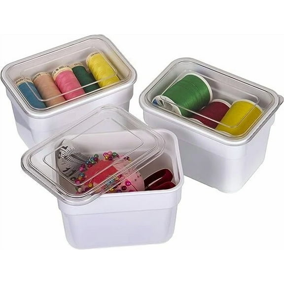 Artbin Bins With Lids 3-Pack, Small Art & Craft Organizer Boxes, White