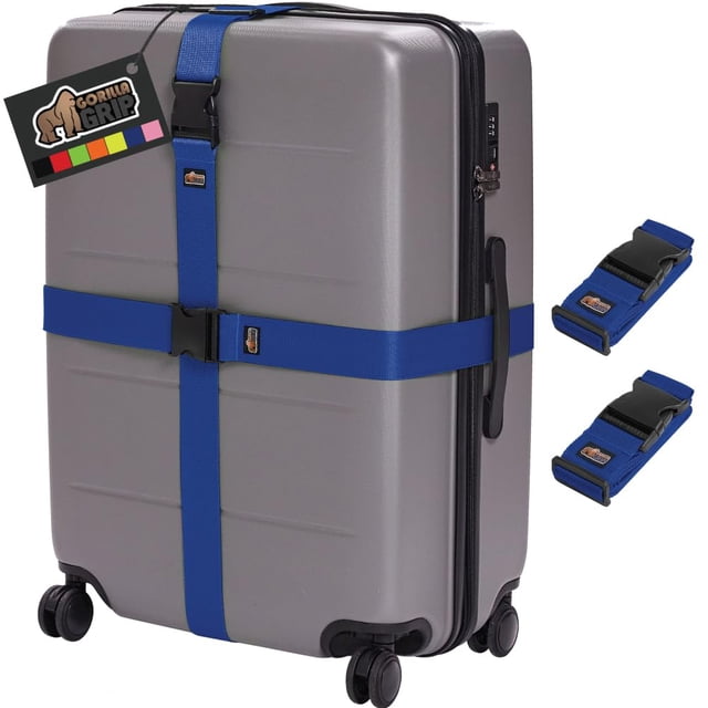 Correas de equipaje GORILLA GRIP, resistentes, ajustables, paquete de 2, azules