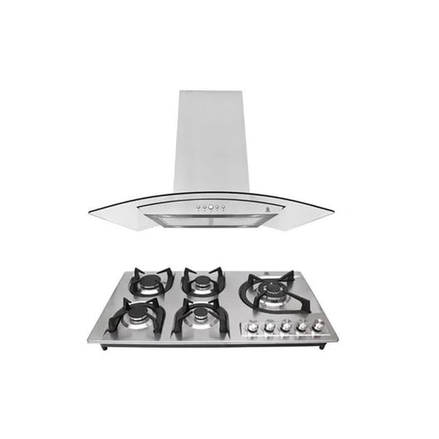 Combo Parrilla y Campana SUPRA 5 Quemadores Acero Inoxidable C9-10-SS 90 cm
