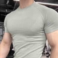 thumbnail image 3 of FRSASU Compression Shirts for Men Crew Neck Solid Stretchy Tees Lightweight Quick Dry Workout Shirts Green, 3 of 5