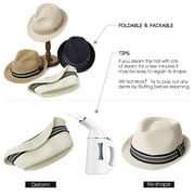 Comhats Mens Fedora Trilby Straw Sun Hats Summer Panama Beach Sunhats for Men Foldable Short Brim Golf Hats Beige Medium