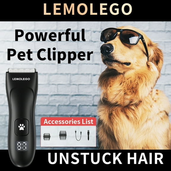 Lemolego Battery-Powered Dog & Cat Clippers with 4 Comb Attachments
