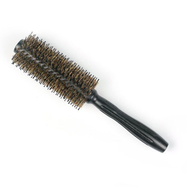 Cepillo de pelo redondo con cerdas naturales de jabalí y nailon, cepillo redondo de 2 pulgadas de diámetro, estilo secado con secador y cabello rizado (16 filas)
