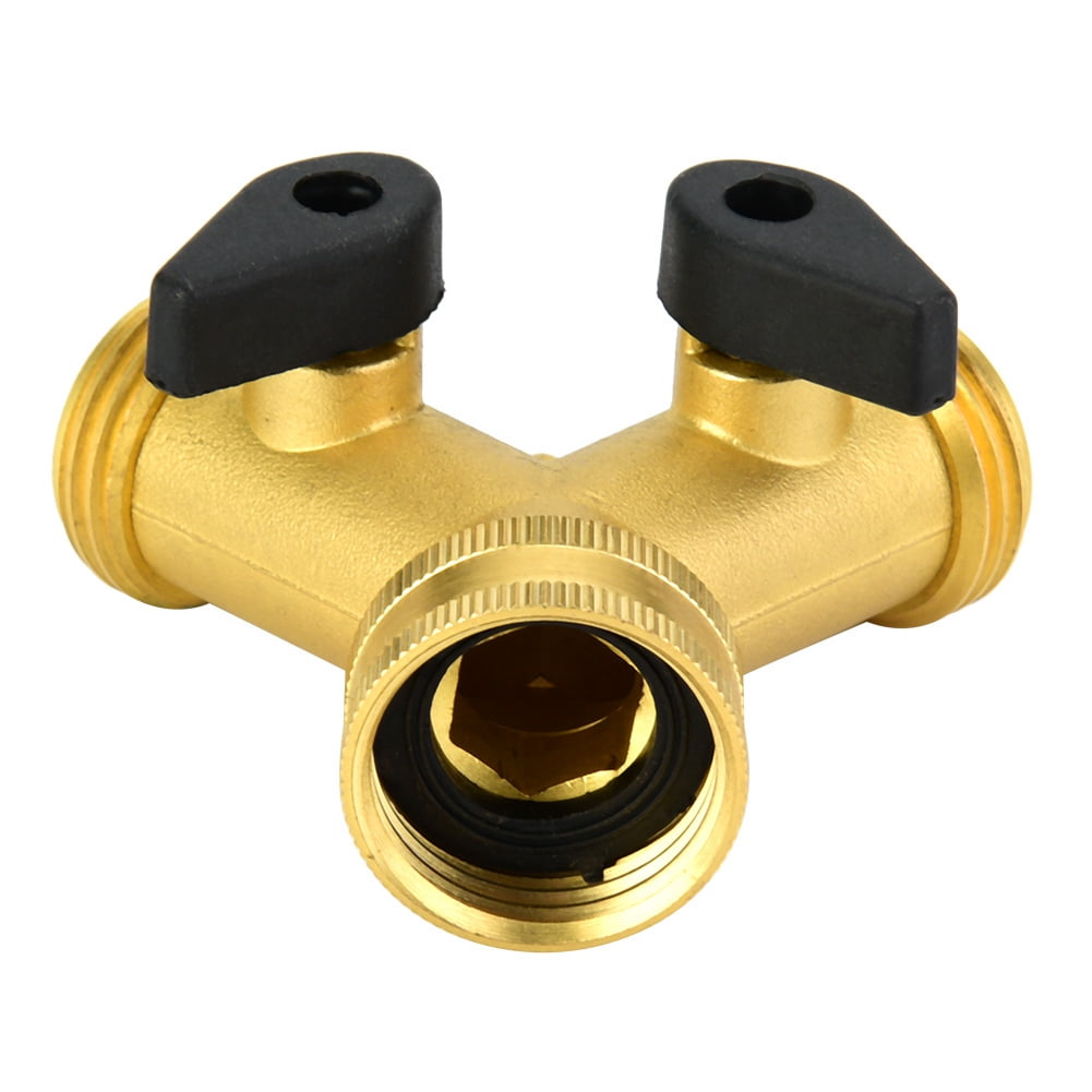 Ccdes Hose Connector,3/4 Double Outlet Brass Ball Valve Hose Connector Adapter for Garden