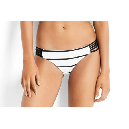 - Seafolly Women's Castaway Stripe Multi Rouleau Side Brazilian Hipster Swim Bottom-US 4-White