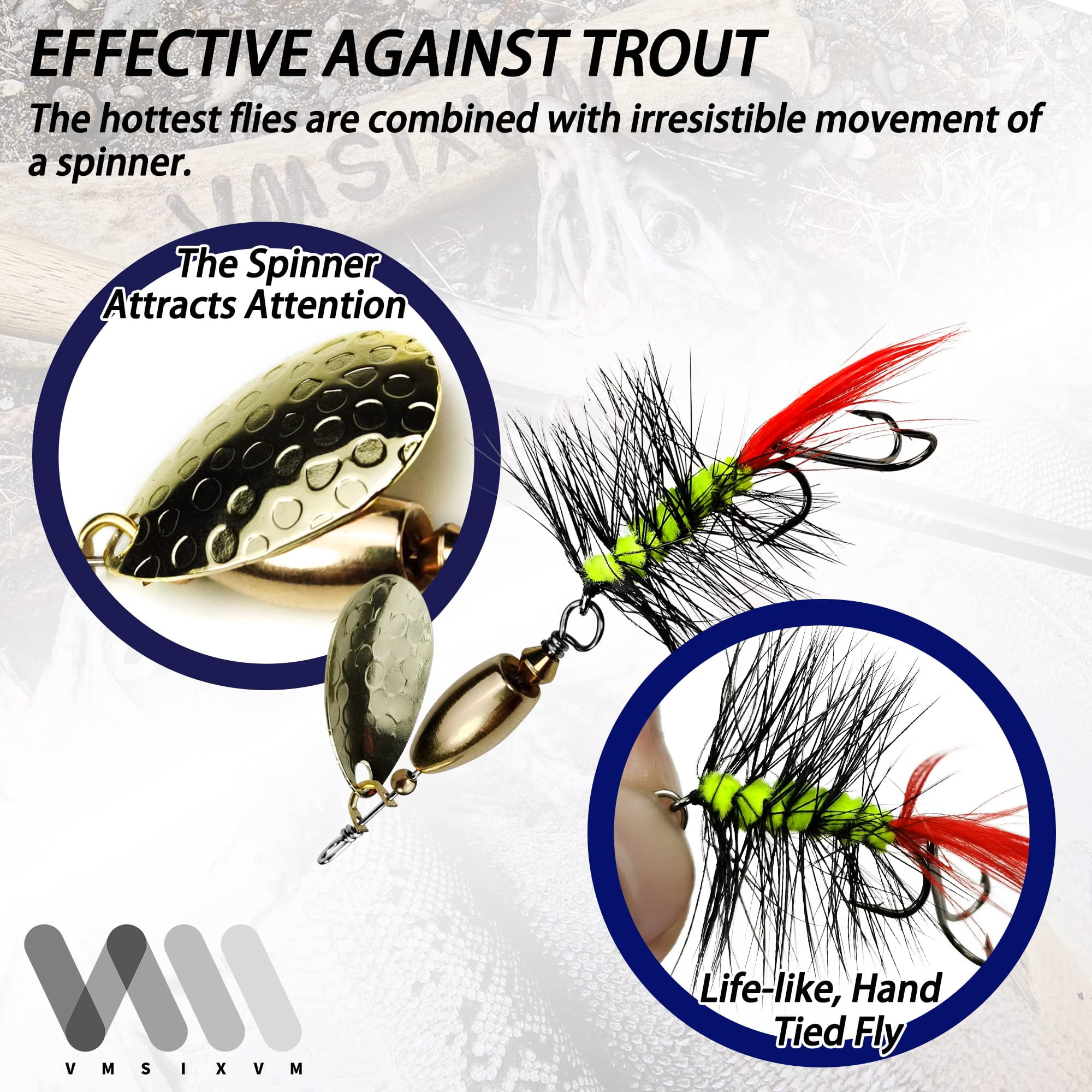 Trout Lures Fishing Spinnerbaits  Rooster Bait Tail Hard Metal Brass Spinner Baits For Bass Salmon Pike Freshwater Saltwater