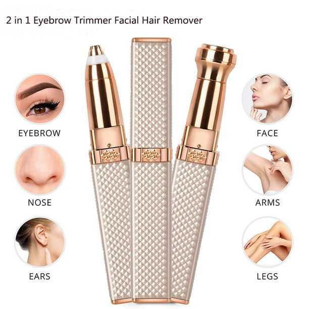 Eyebrow Trimmer, 2 in 1 Facial Hair Remover Shaver, Rechargeable Eyebrow  Shaper for Women, Painless Hair Epilator for Women Facial Hair, Eyebrows,  Chin, Lips 
