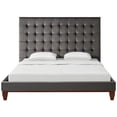 thumbnail image 3 of Posh Living Blake Button-Tufted Velvet Platform King Bed Frame in Gray, 3 of 9