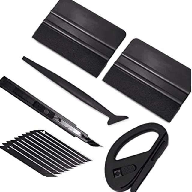 15Pcs Window Film Tinting Tools Velvet Felt Scraper Carving Knife Safe Cutter Professional Car Vinyl Wrap Installation Kit black
