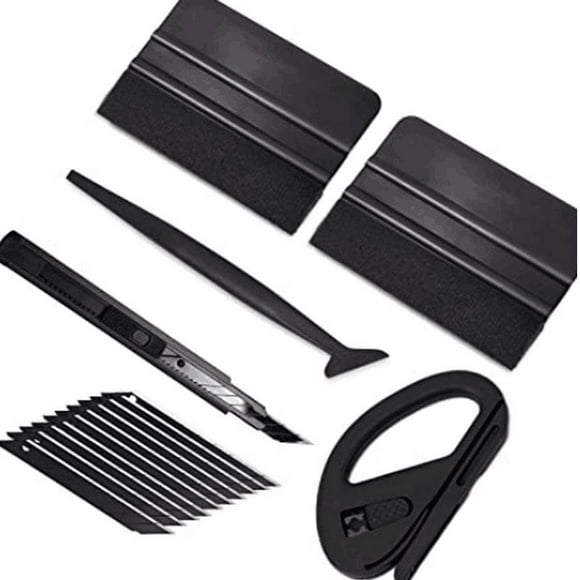 15Pcs Window Film Tinting Tools Velvet Felt Scraper Carving Knife Safe Cutter Professional Car Vinyl Wrap Installation Kit black