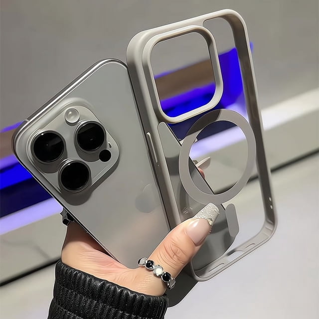 Matte Natural Titanium magnetic charging phone case for iPhone 16 15 14 13 12 11 Pro Max Plus Mini magsafe shockproof hard cover Titanium Gray For iPhone 16 Plus