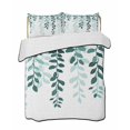 thumbnail image 2 of Teal Ombre Botanical Full Size Down Alternative Comforter, Lightweight Comforter Quilt Bedding Set with Pillow Shams Watercolor Pastoral Leaf All Seasons Bed Comforter Duvet Insert 78"x90", 2 of 7