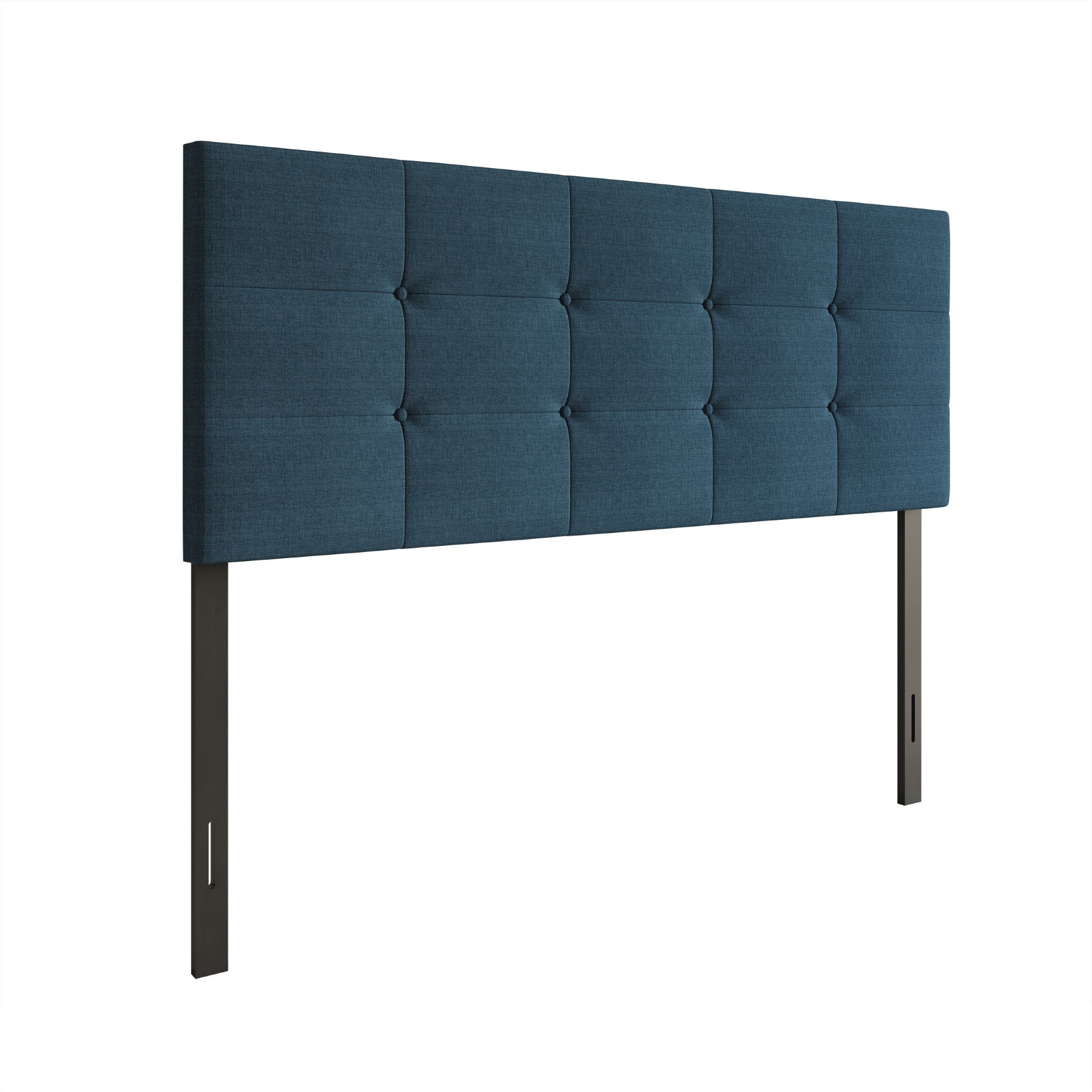 Home Design Dillon Full Tufted Upholstered Headboard with Foam Padding and Adjustable Height, Denim Blue, Easy Assembly